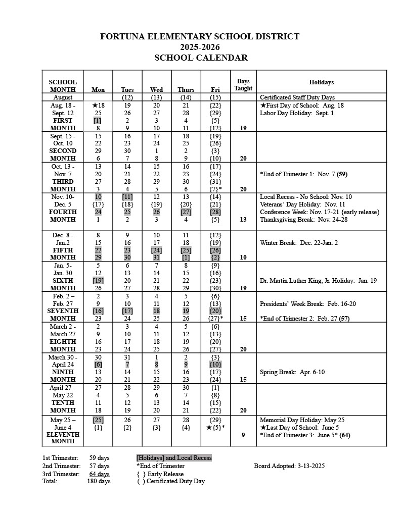 2025-26 Calendar Black and white